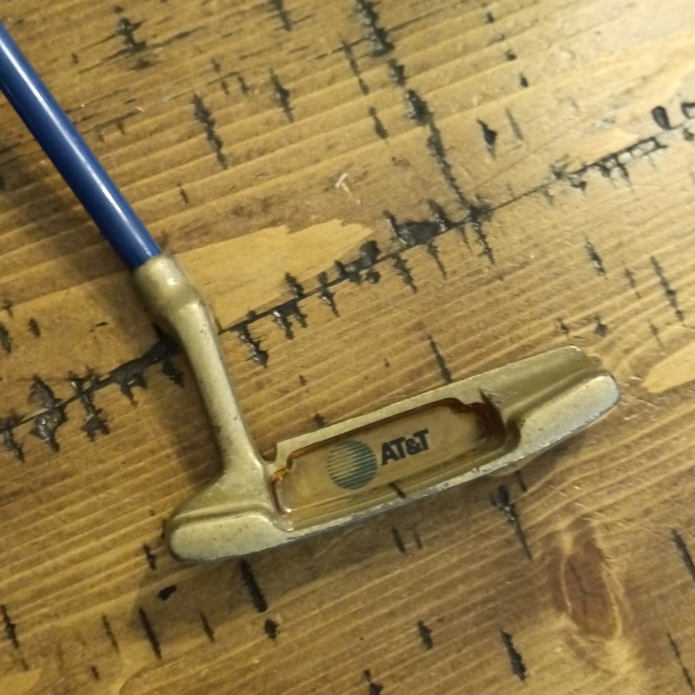 Vintage AT&T Golf Putter Right Hand 35 Inch Blade Style Blue Shaft Promotional